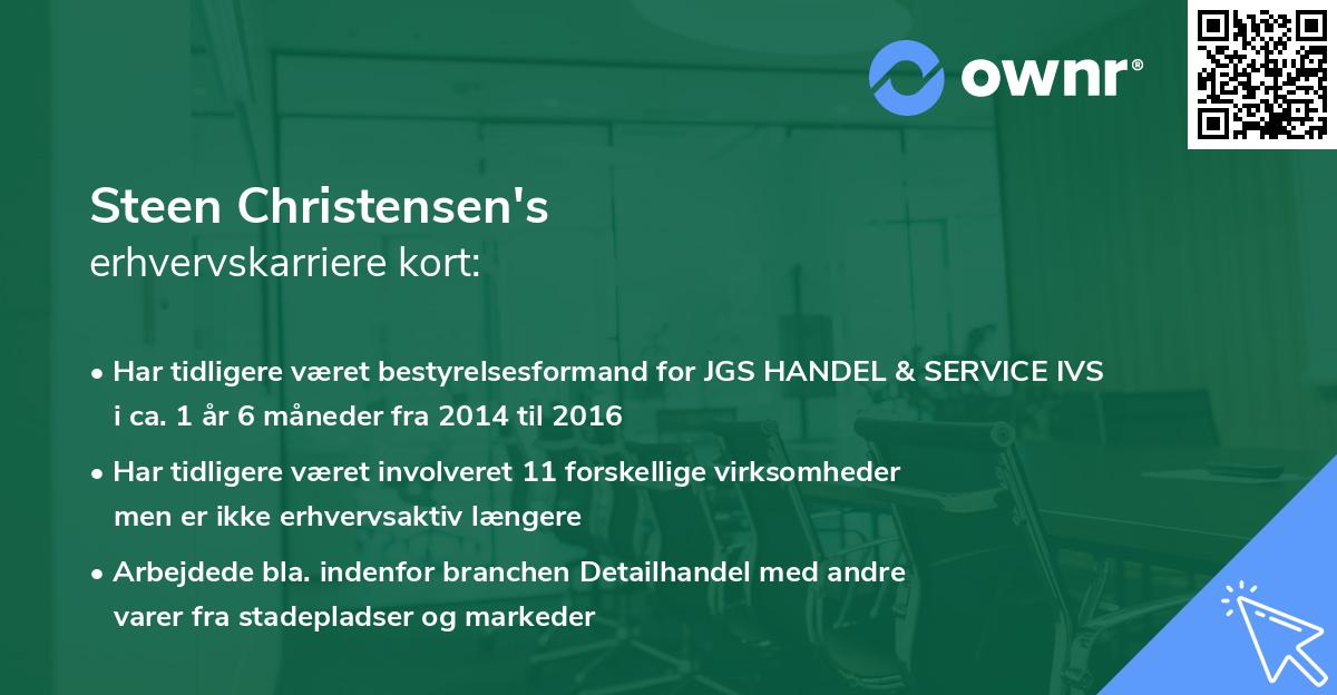 Steen Christensen's erhvervskarriere kort