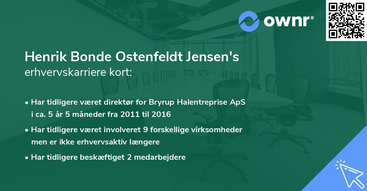 Henrik Bonde Ostenfeldt Jensen's erhvervskarriere kort
