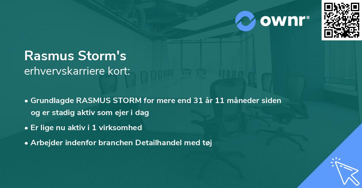 Rasmus Storm's erhvervskarriere kort