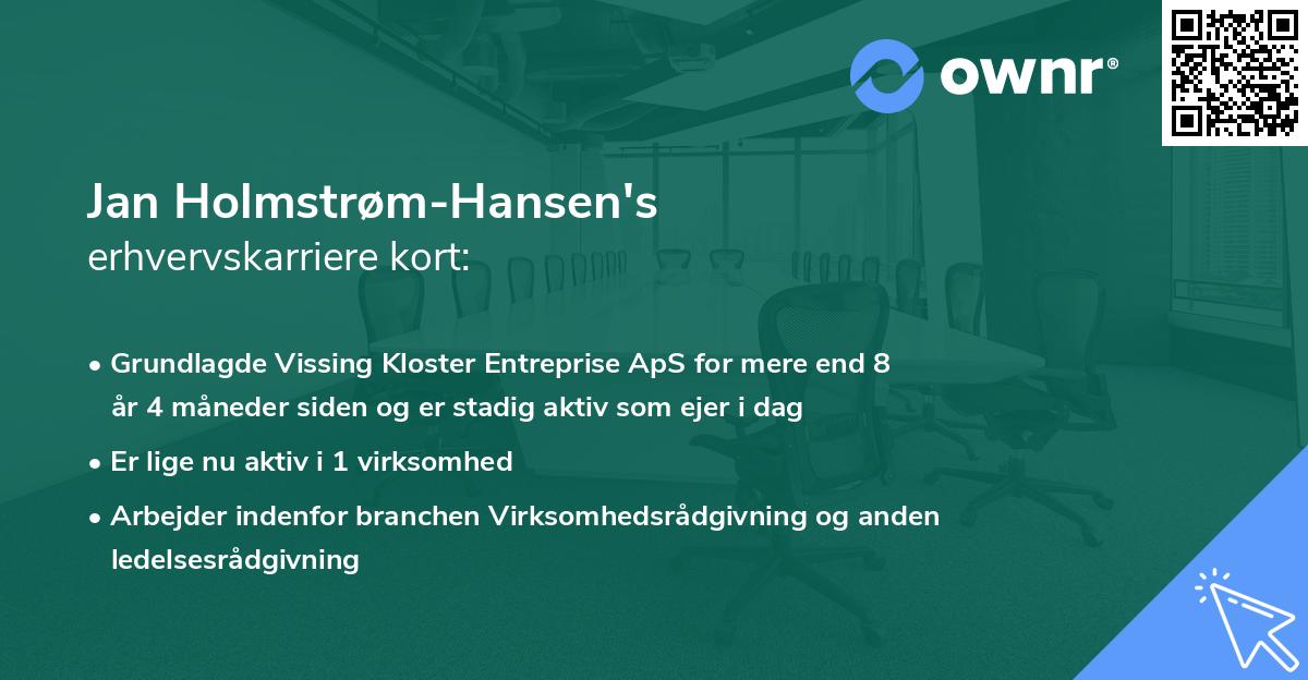 Jan Holmstrøm-Hansen's erhvervskarriere kort