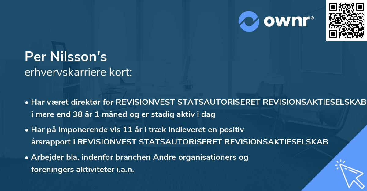 Per Nilsson's erhvervskarriere kort