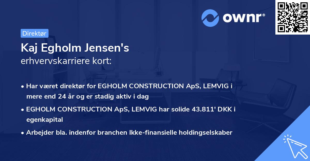 Kaj Egholm Jensen's erhvervskarriere kort