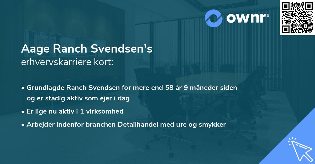 Aage Ranch Svendsen's erhvervskarriere kort