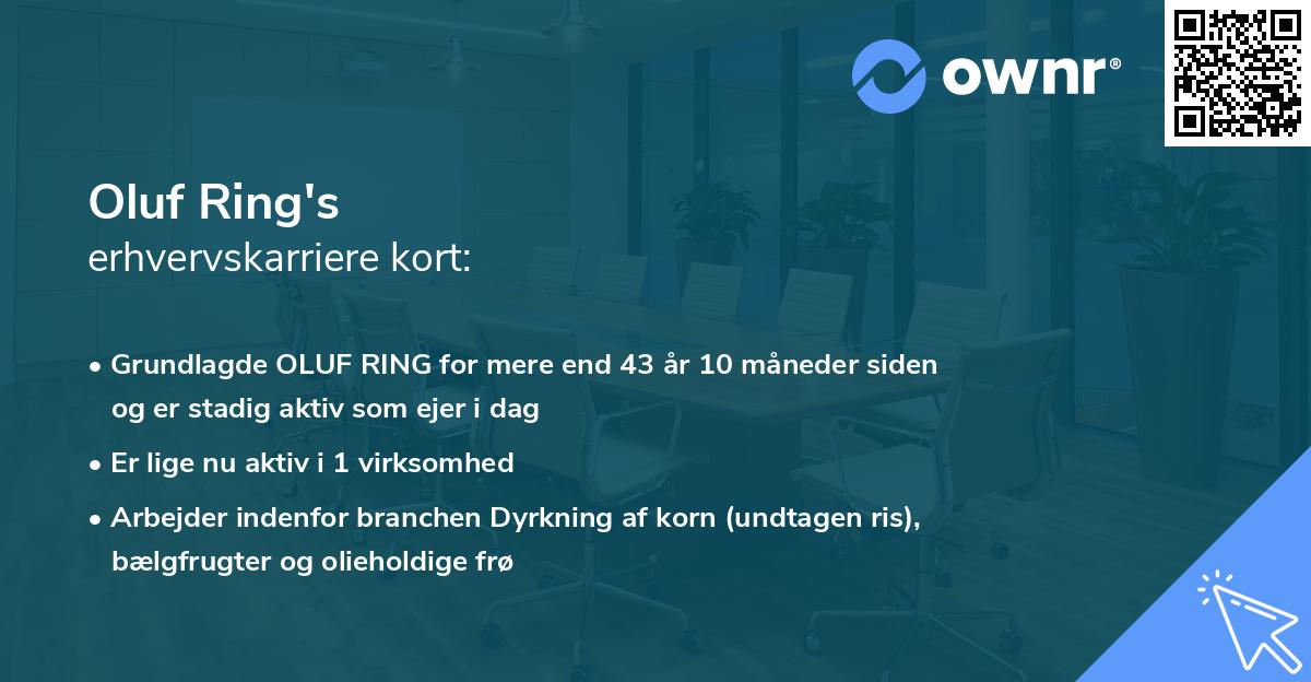 Oluf Ring's erhvervskarriere kort