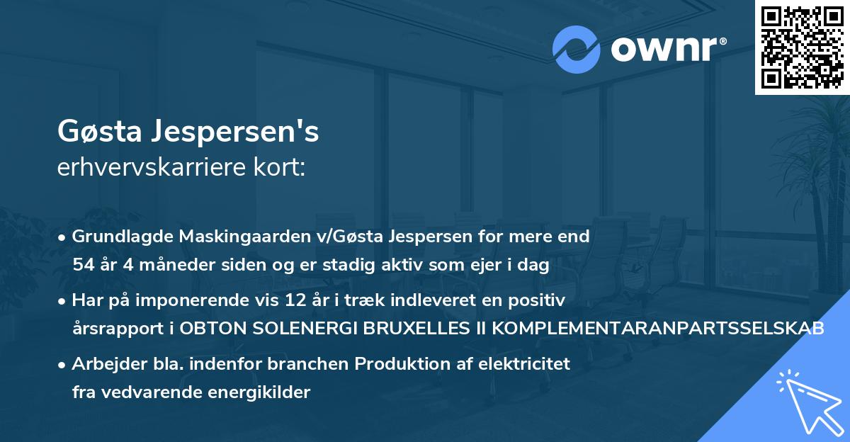 Gøsta Jespersen's erhvervskarriere kort