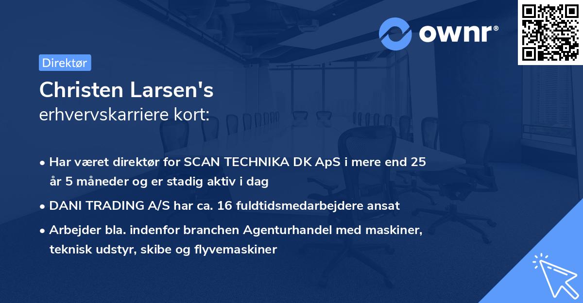Christen Larsen's erhvervskarriere kort