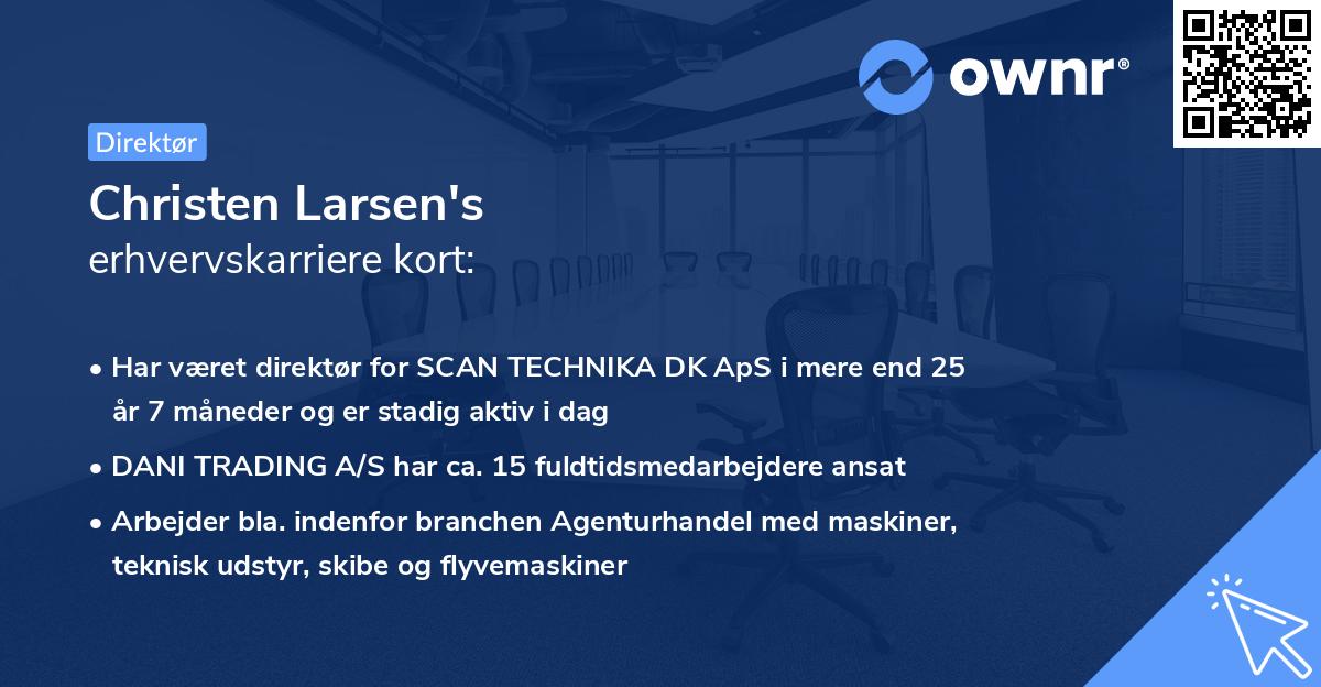 Christen Larsen's erhvervskarriere kort