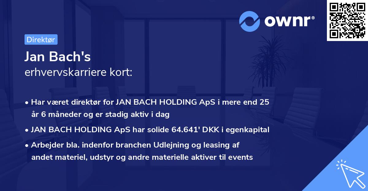 Jan Bach's erhvervskarriere kort