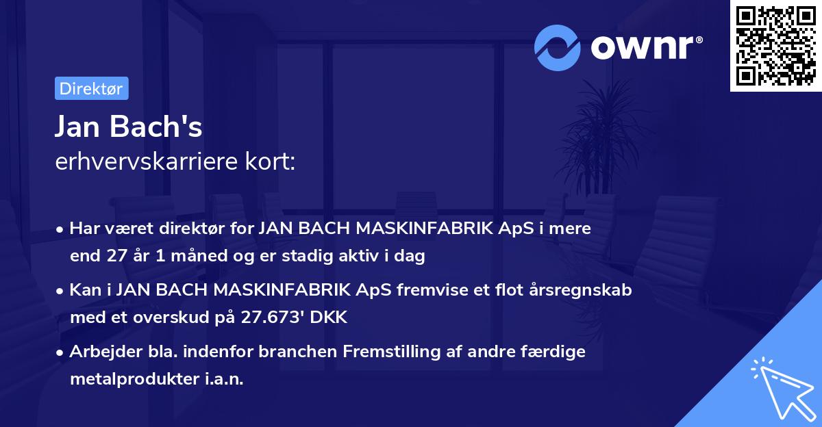 Jan Bach's erhvervskarriere kort
