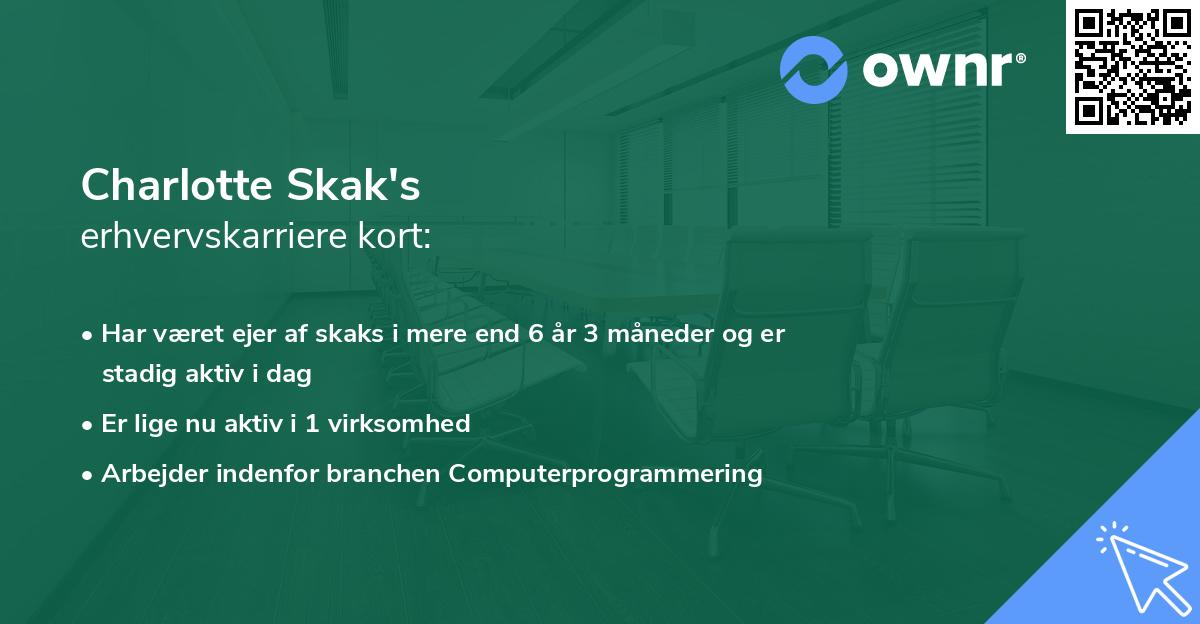 Charlotte Skak's erhvervskarriere kort