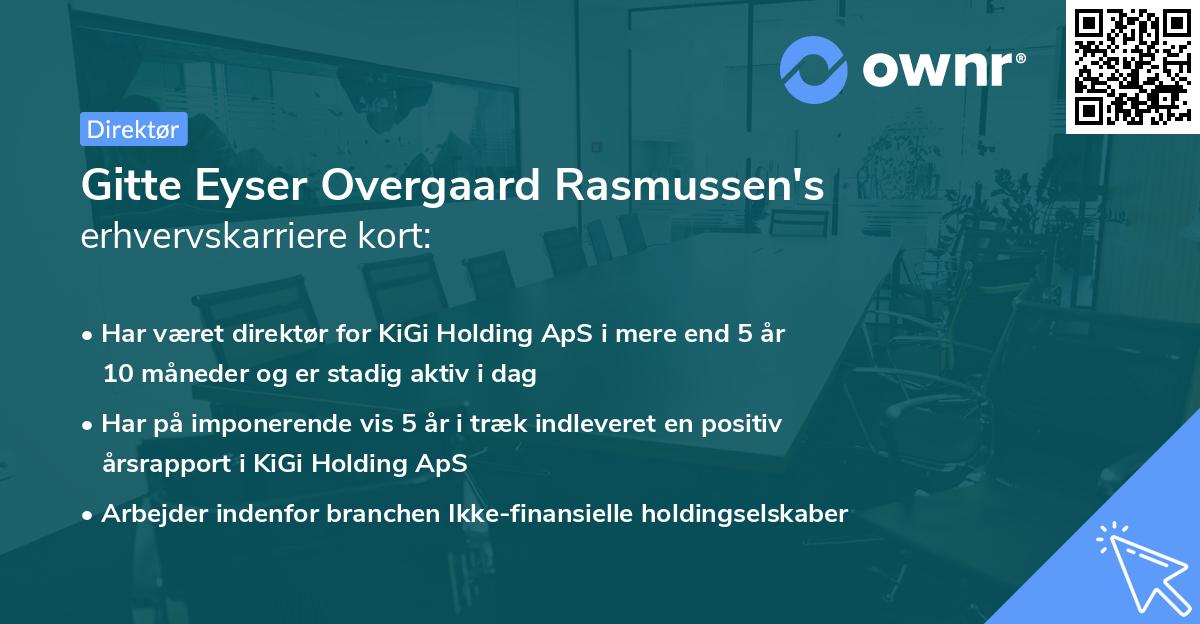 Gitte Eyser Overgaard Rasmussen's erhvervskarriere kort