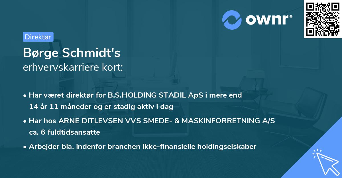 Børge Schmidt's erhvervskarriere kort