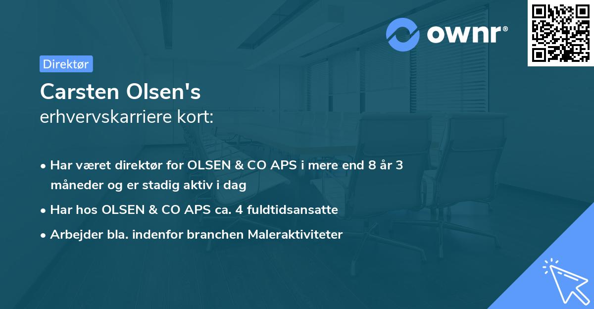 Carsten Olsen's erhvervskarriere kort