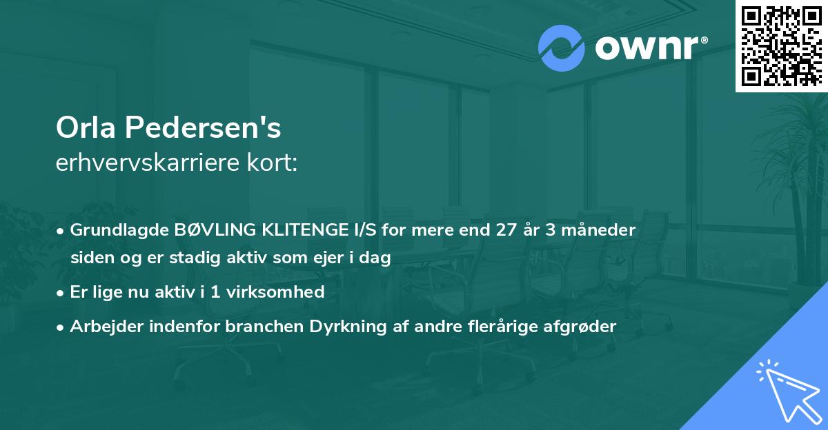 Orla Pedersen's erhvervskarriere kort
