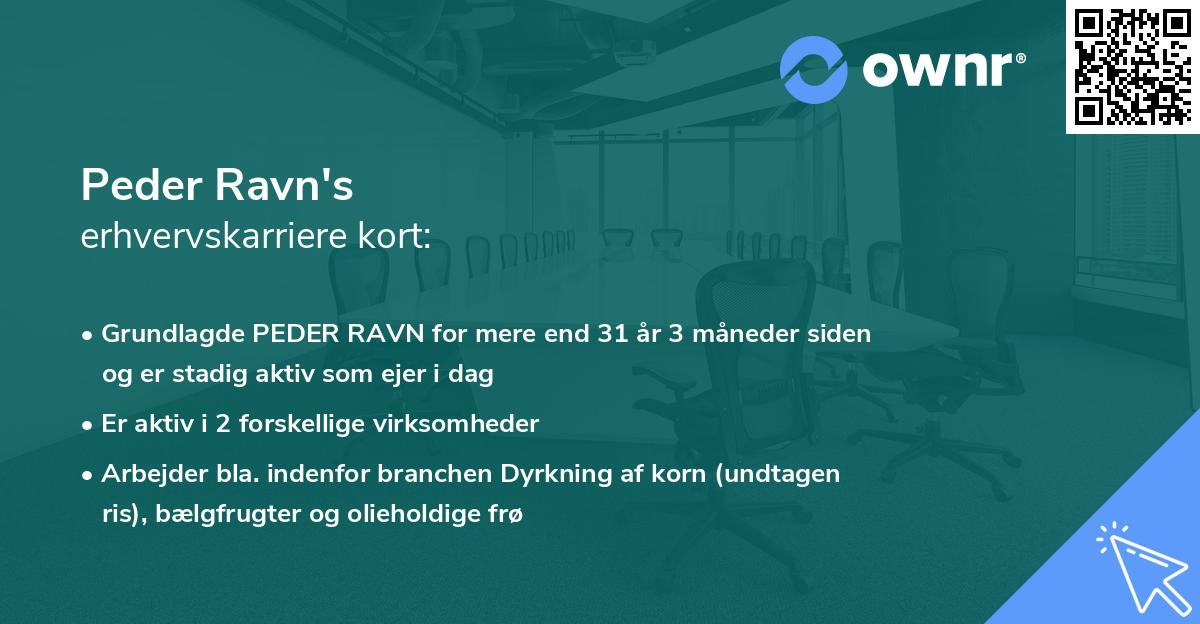 Peder Ravn's erhvervskarriere kort