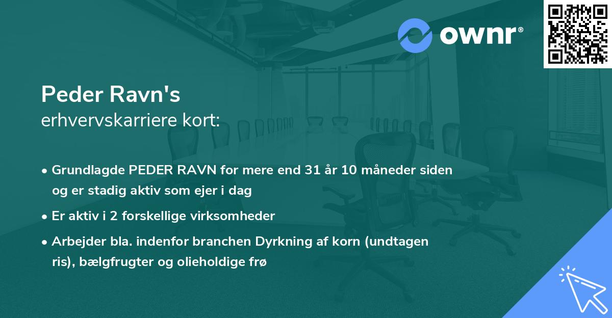 Peder Ravn's erhvervskarriere kort