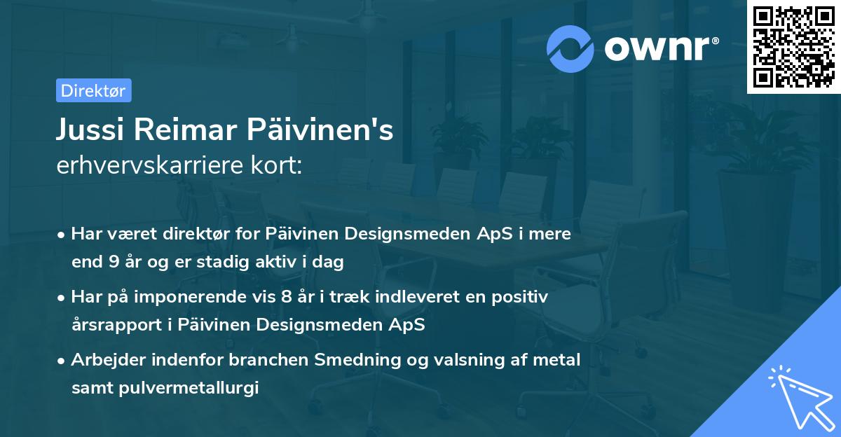Jussi Reimar Päivinen's erhvervskarriere kort