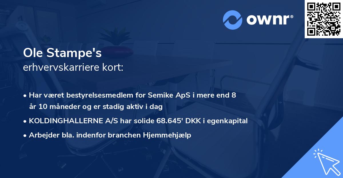 Ole Stampe's erhvervskarriere kort