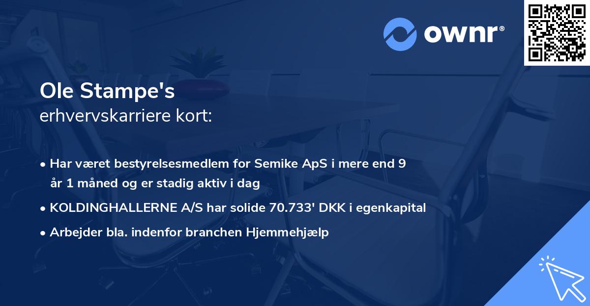 Ole Stampe's erhvervskarriere kort