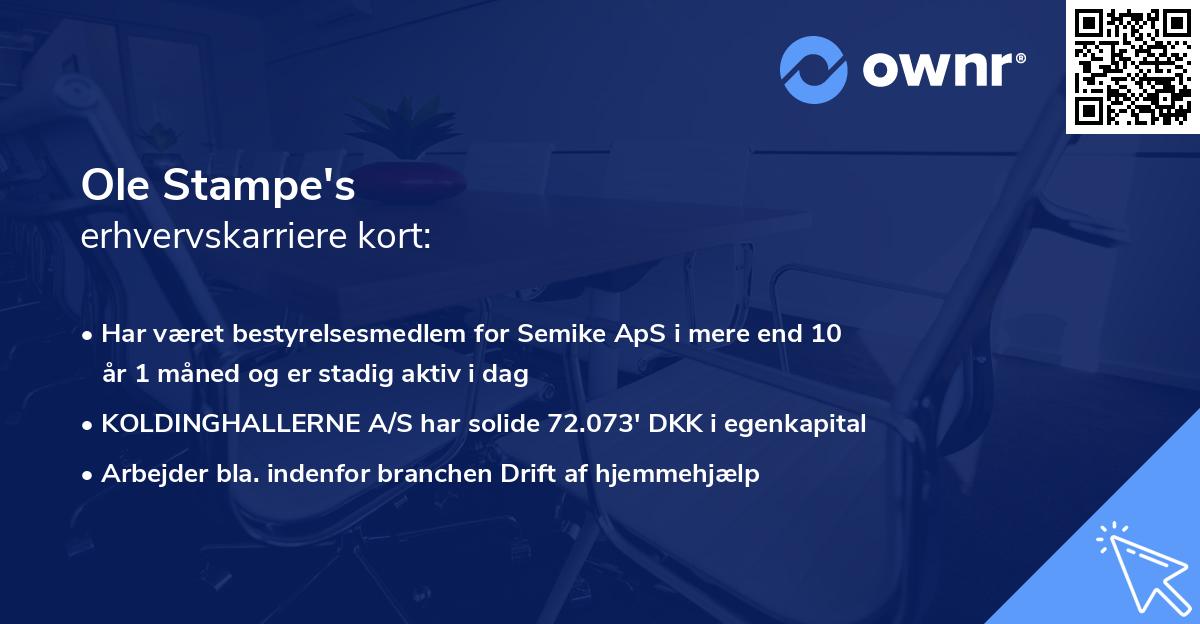 Ole Stampe's erhvervskarriere kort