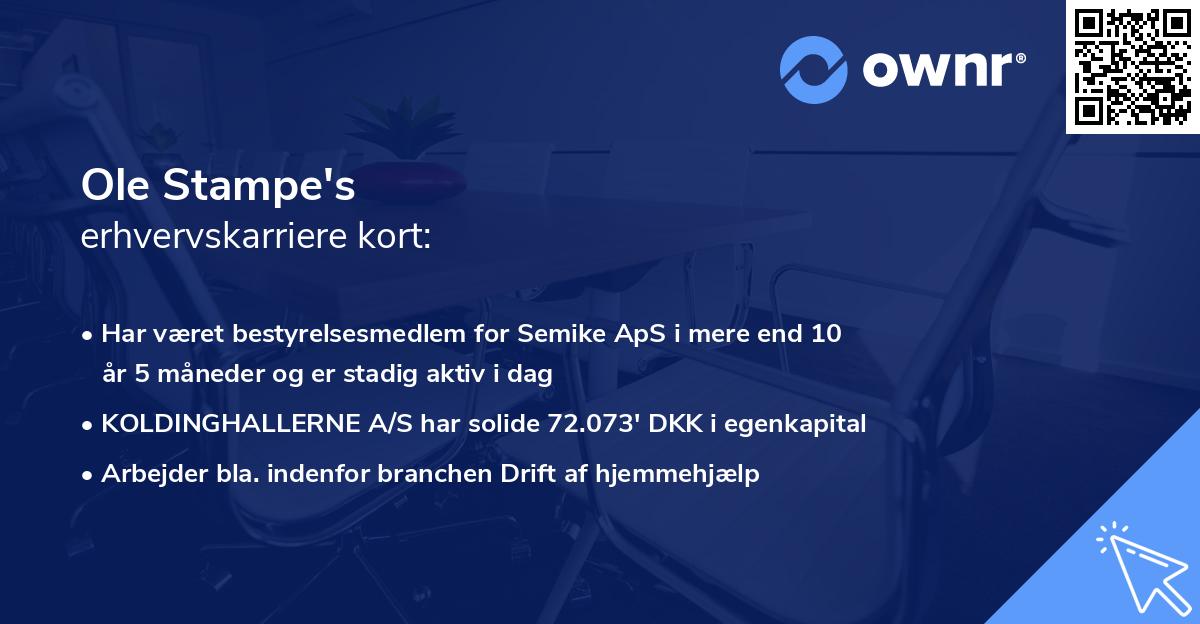 Ole Stampe's erhvervskarriere kort