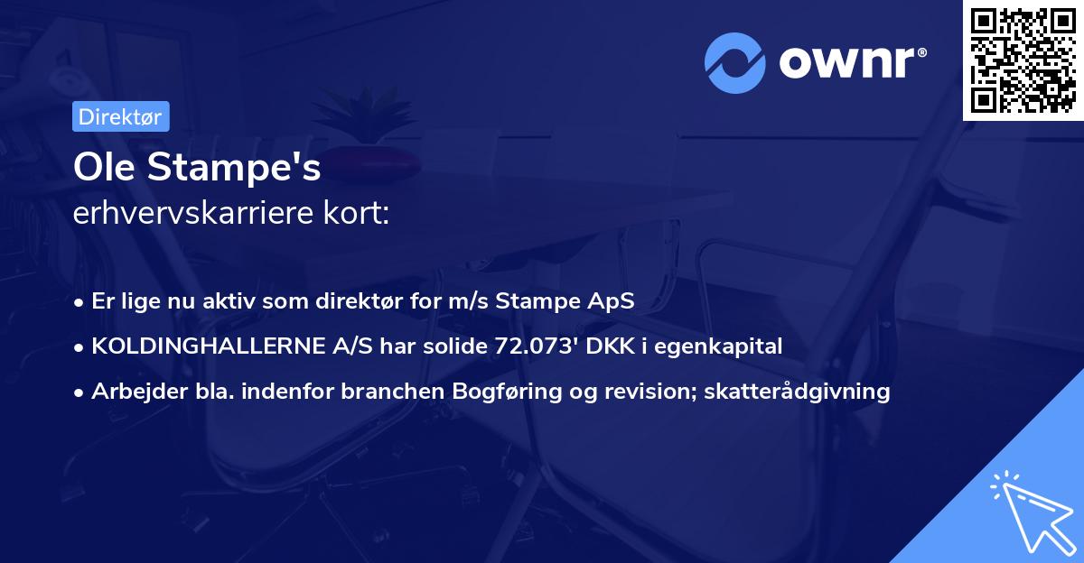 Ole Stampe's erhvervskarriere kort
