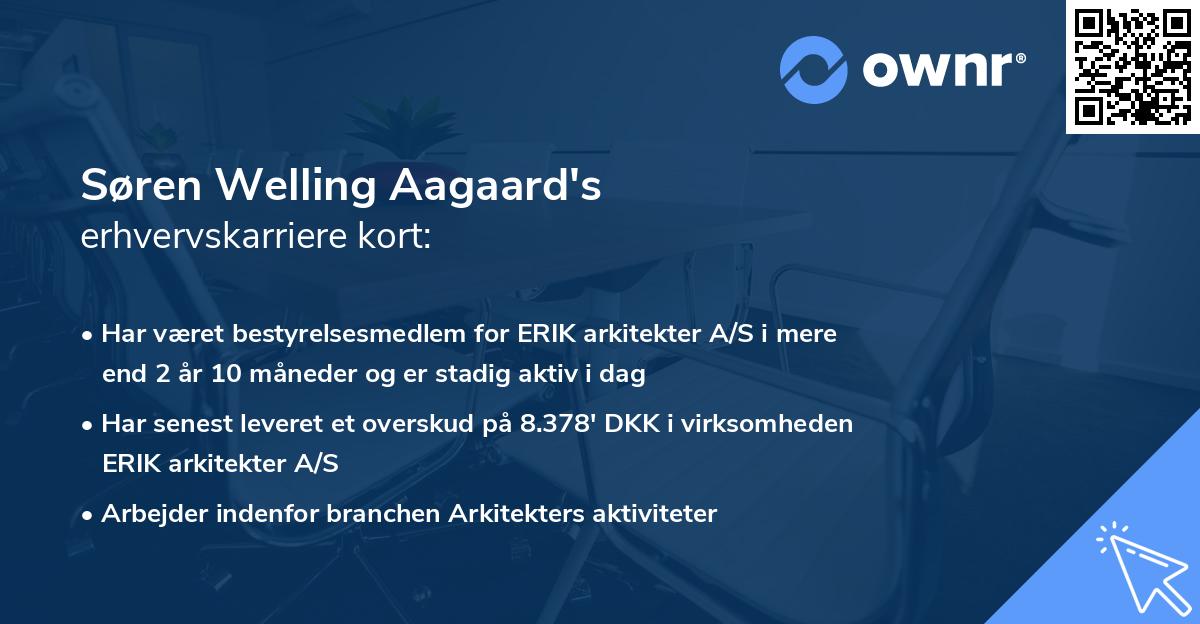 Søren Welling Aagaard's erhvervskarriere kort