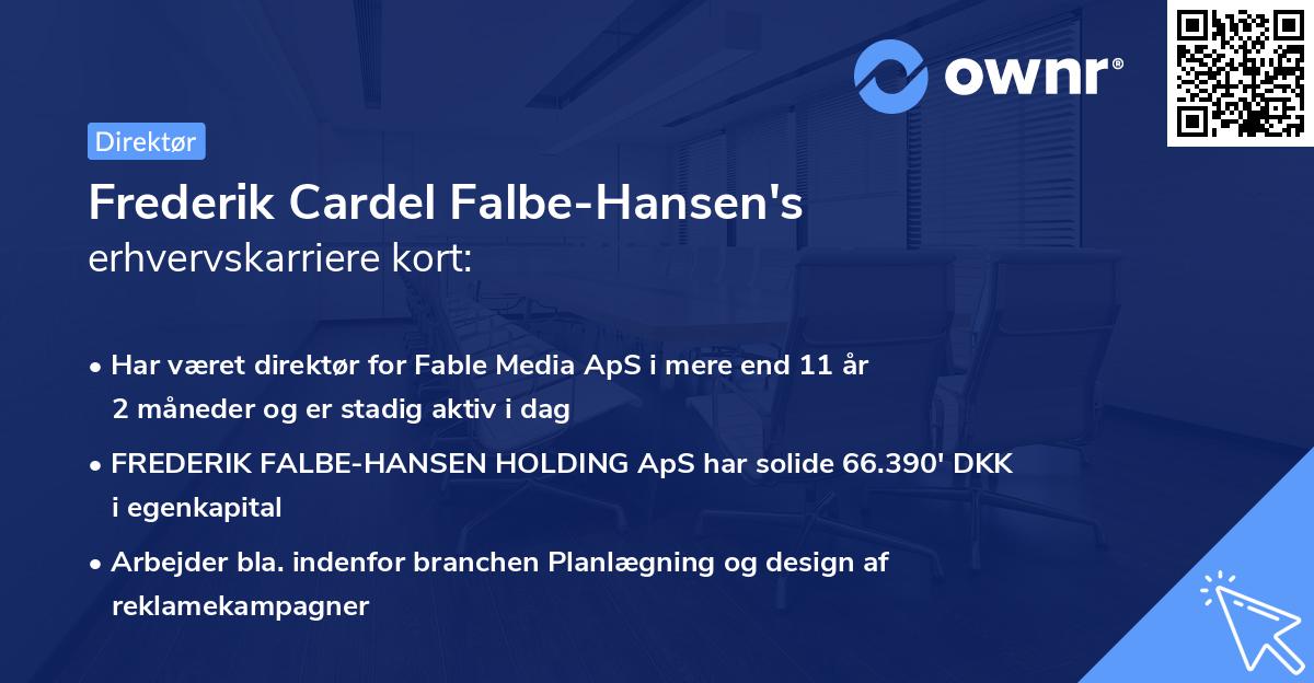 Frederik Cardel Falbe-Hansen's erhvervskarriere kort