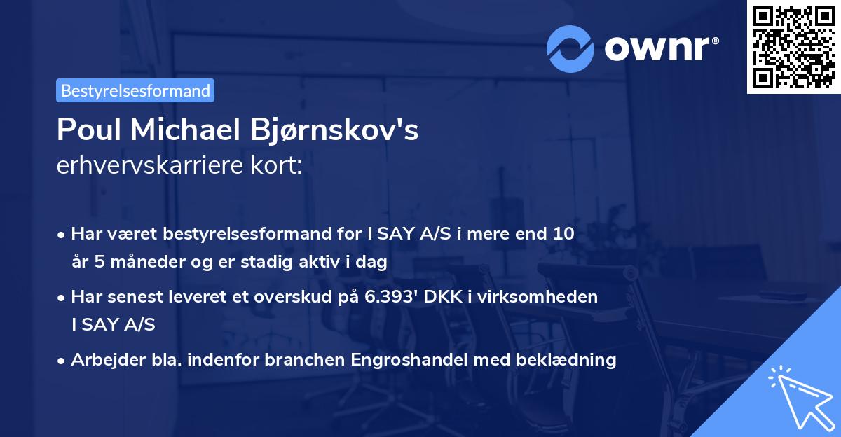 Poul Michael Bjørnskov's erhvervskarriere kort