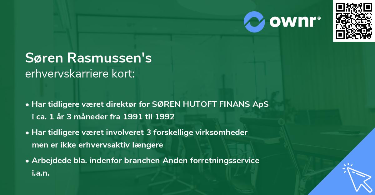 Søren Rasmussen's erhvervskarriere kort