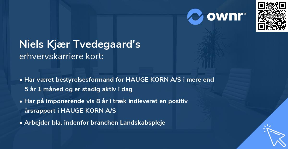 Niels Kjær Tvedegaard's erhvervskarriere kort