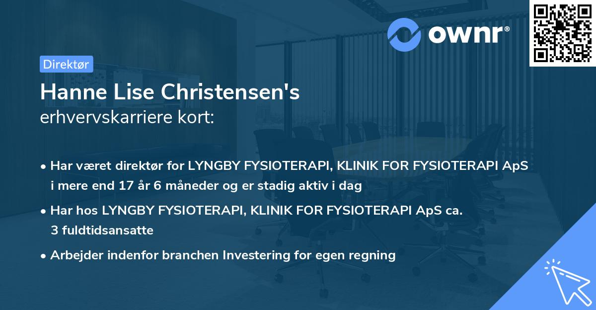 Hanne Lise Christensen's erhvervskarriere kort