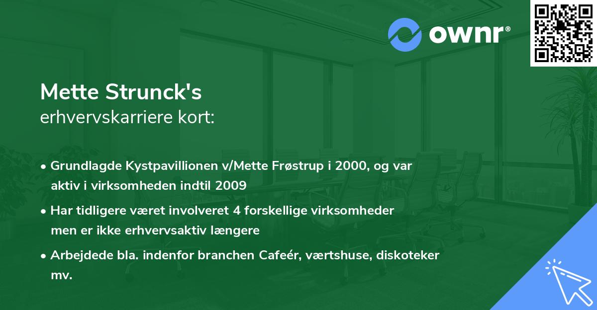 Mette Strunck's erhvervskarriere kort