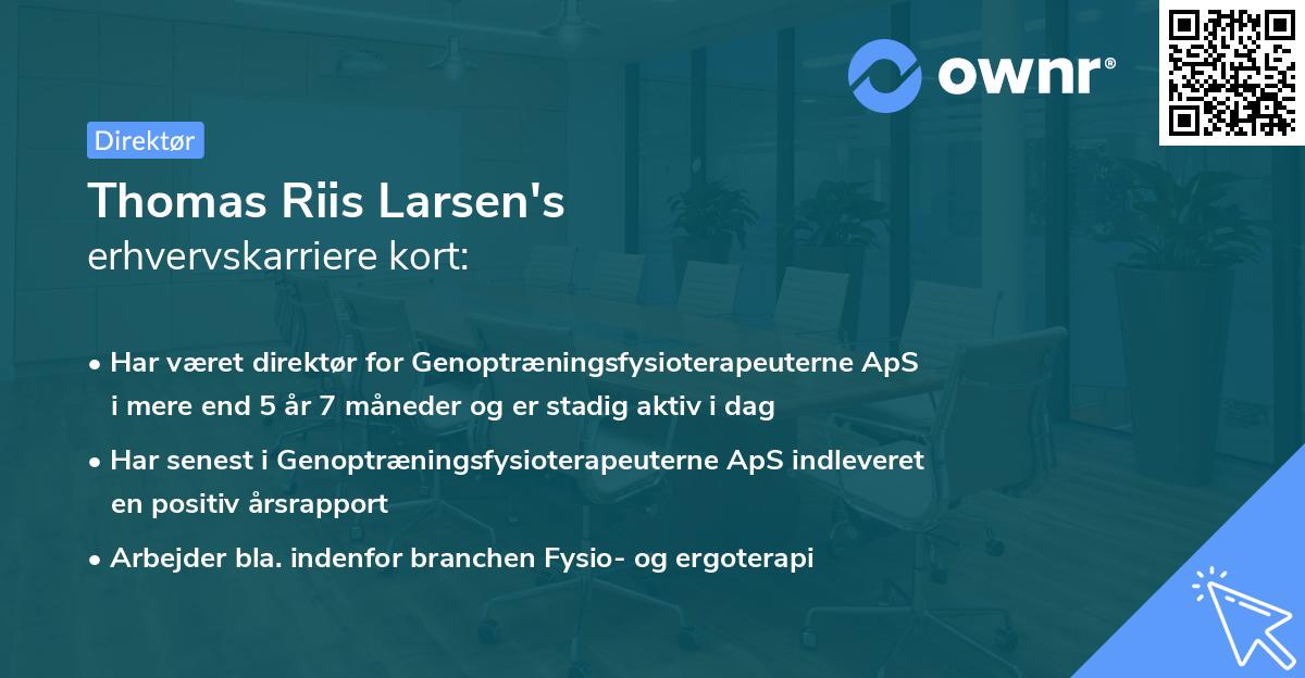 Thomas Riis Larsen's erhvervskarriere kort