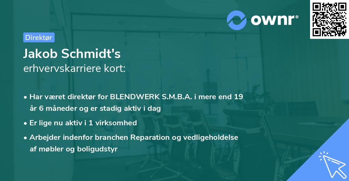 Jakob Schmidt's erhvervskarriere kort