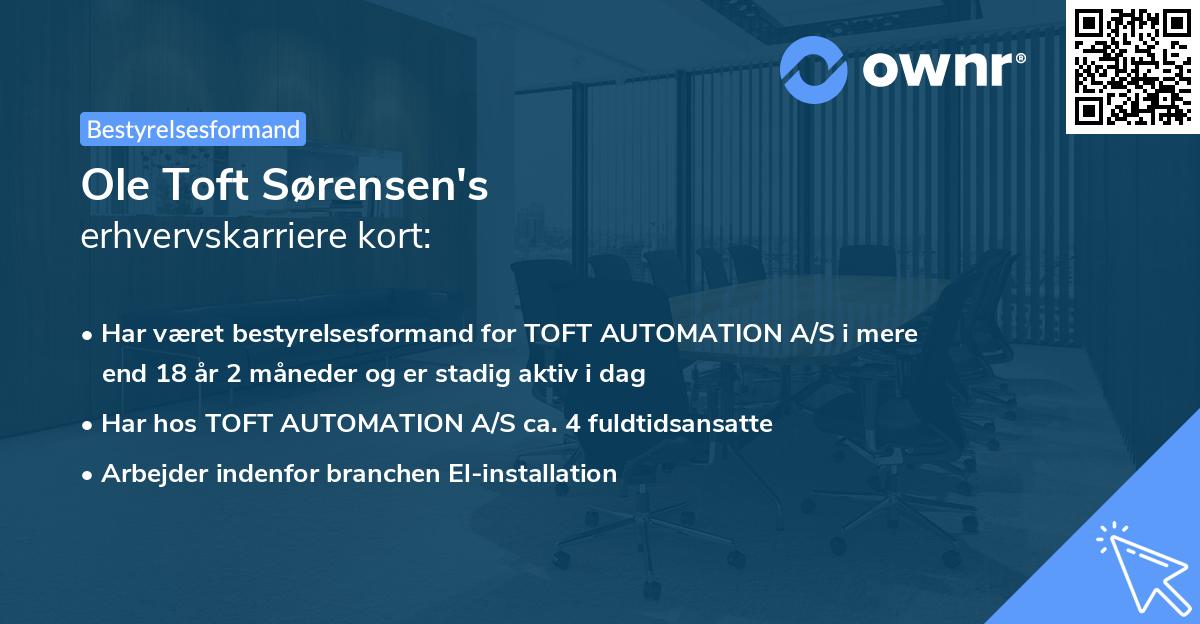 Ole Toft Sørensen's erhvervskarriere kort