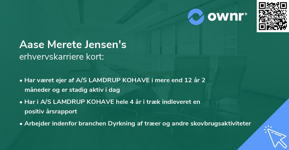 Aase Merete Jensen's erhvervskarriere kort