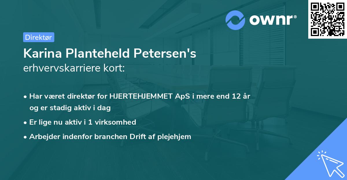 Karina Planteheld Petersen's erhvervskarriere kort