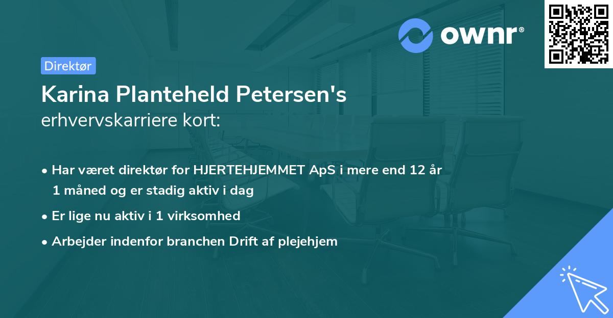 Karina Planteheld Petersen's erhvervskarriere kort