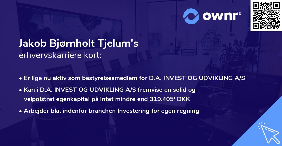 Jakob Bjørnholt Tjelum's erhvervskarriere kort