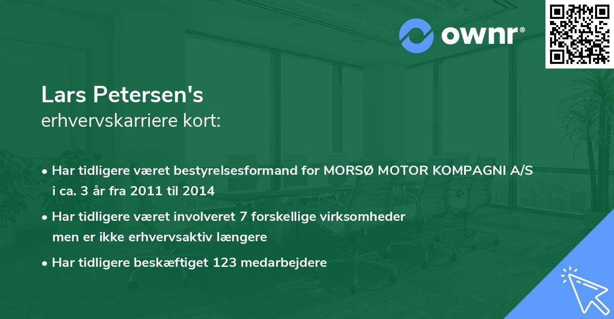 Lars Petersen's erhvervskarriere kort