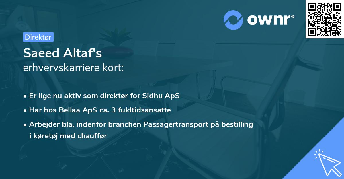 Saeed Altaf's erhvervskarriere kort