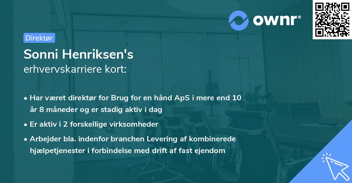 Sonni Henriksen's erhvervskarriere kort