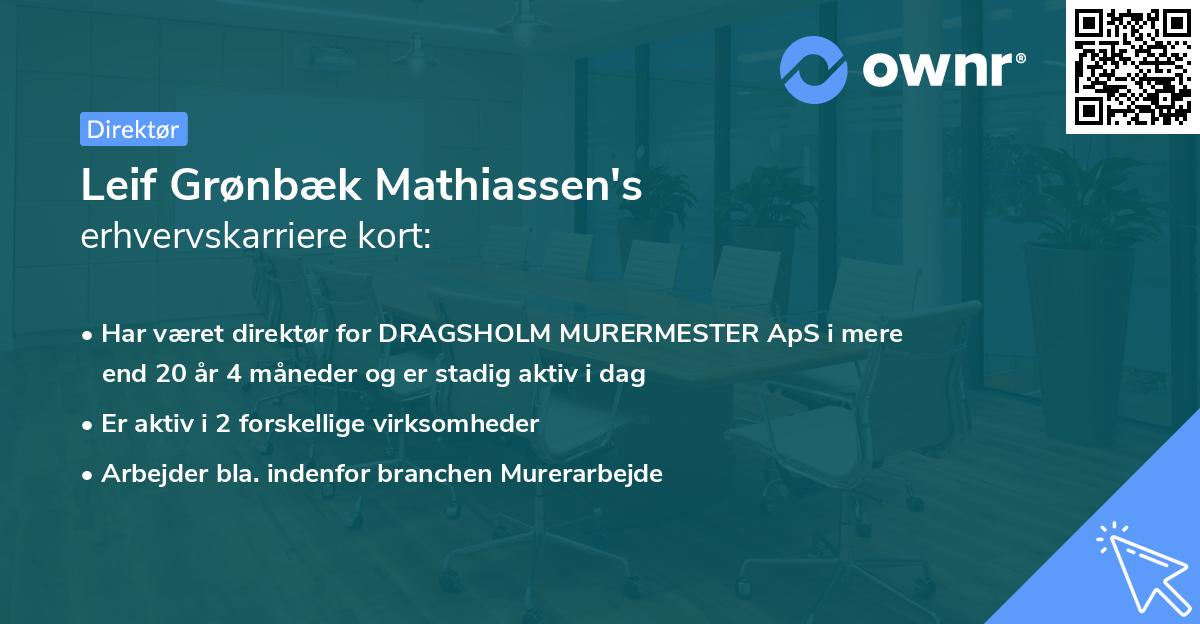Leif Grønbæk Mathiassen's erhvervskarriere kort