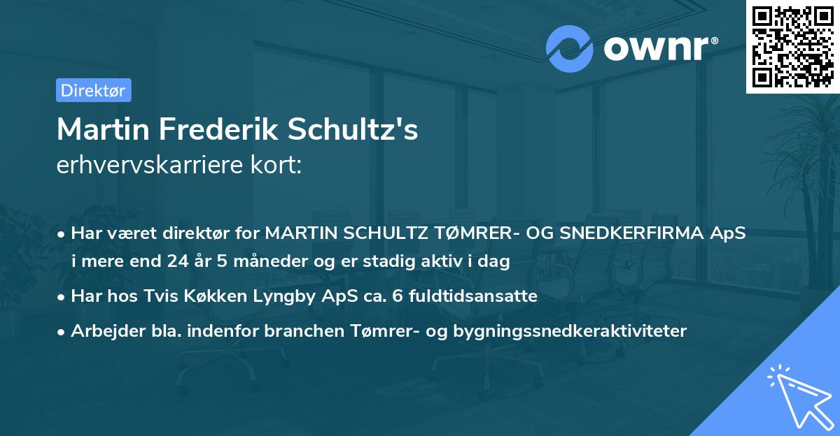 Martin Frederik Schultz's erhvervskarriere kort