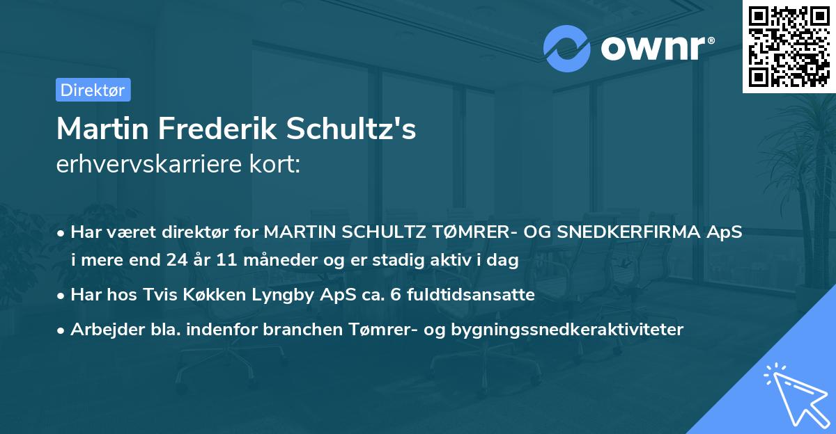 Martin Frederik Schultz's erhvervskarriere kort
