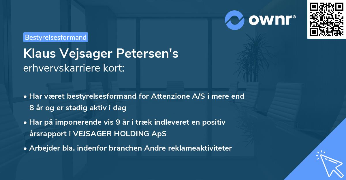 Klaus Vejsager Petersen's erhvervskarriere kort
