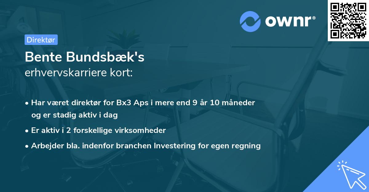 Bente Bundsbæk's erhvervskarriere kort