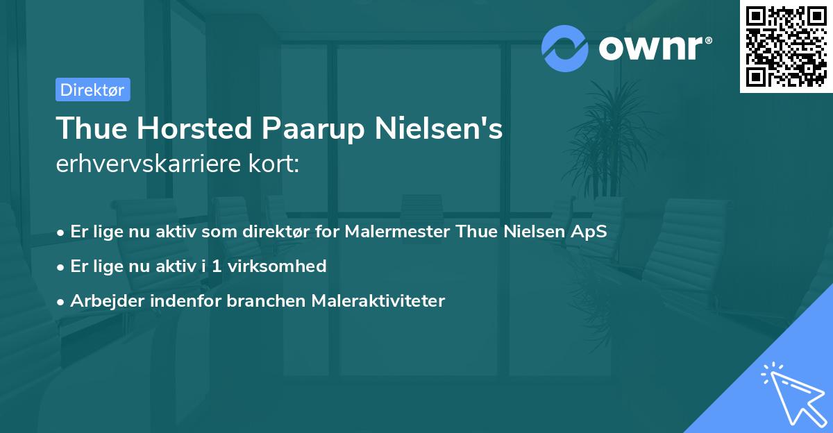 Thue Horsted Paarup Nielsen's erhvervskarriere kort