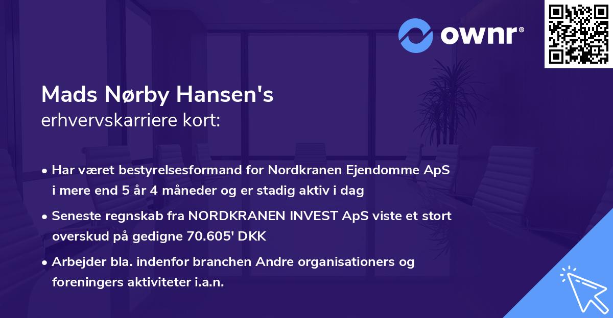 Mads Nørby Hansen's erhvervskarriere kort